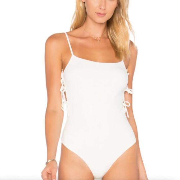 Privacy Please Arden Ivory Open Side Tie Bodysuit - Picture 2 of 7